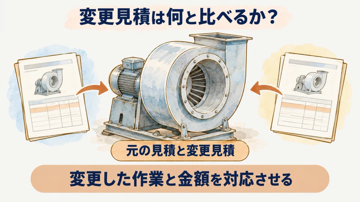 元の見積と変更見積の差を対象作業ごとに残す表